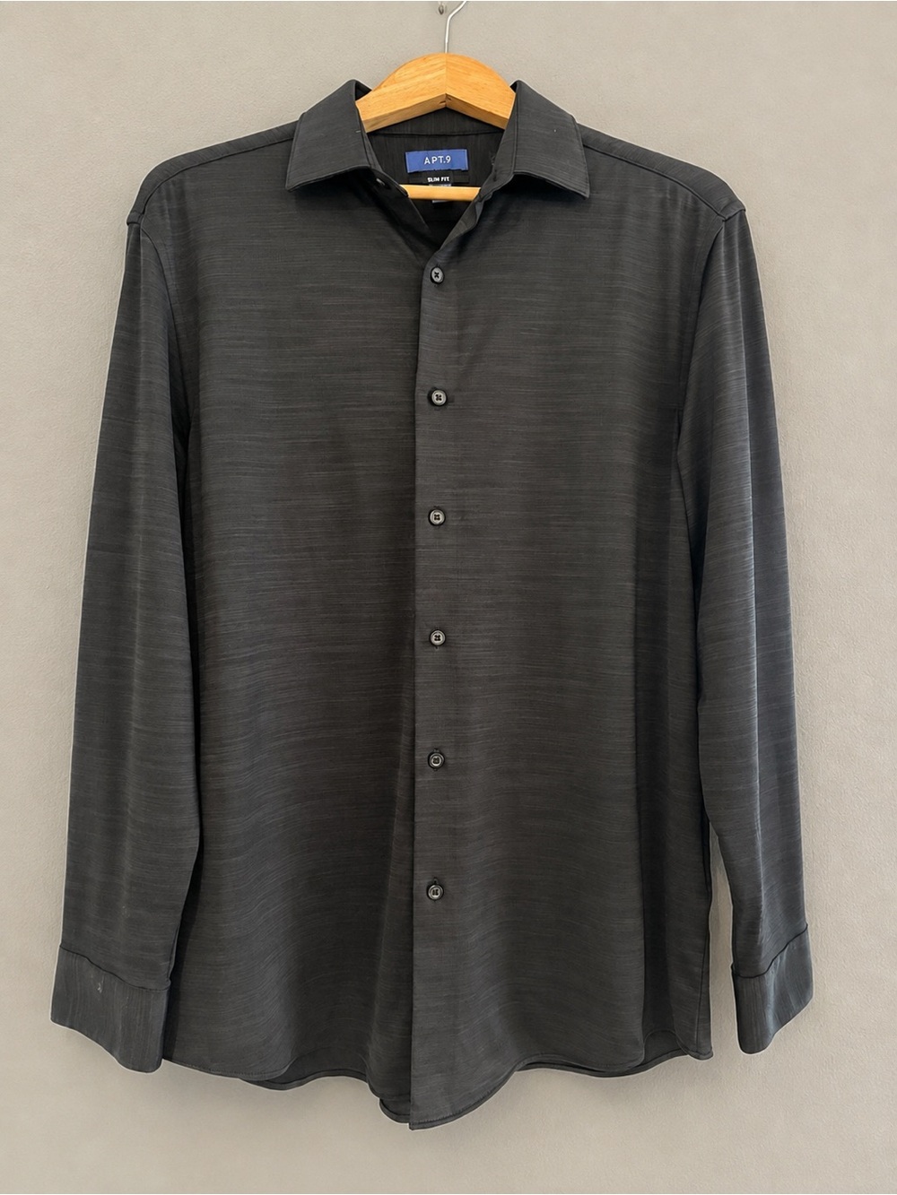 APT. 9 Men’s L 16-16.5 34/35 Black Slim Fit Stretch Long Sleeve Dress Shirt